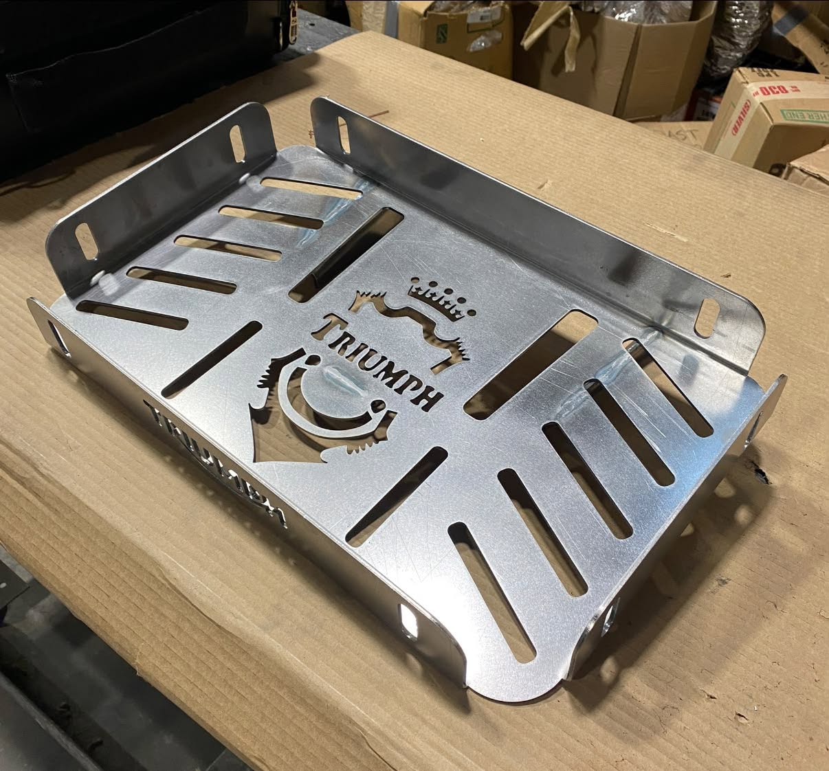 Custom steel luggage rack, ready for chrome dipping